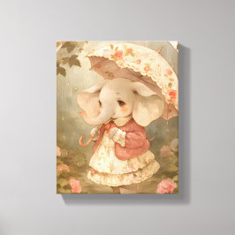 Lienzo Cute Baby Elephant - Póster de Guardería Acuarela