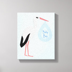 Lienzo Cute Blue Baby Boy Stork