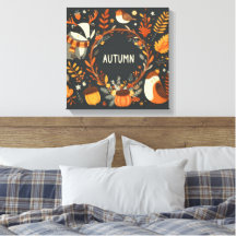 Cute Boho Autumn Deer wreath Wall Decal
