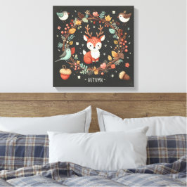 Lienzo Cute Boho Autumn Deer wreath Wall Decal