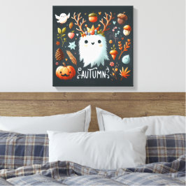 Lienzo Cute Boho Autumn Ghost wreath Wall Decal