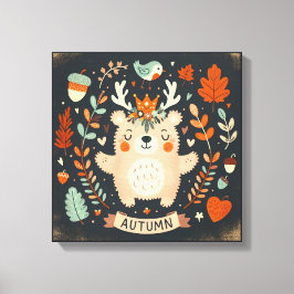 Lienzo Cute Boho Otoño Otoño Wreath Wall Decal