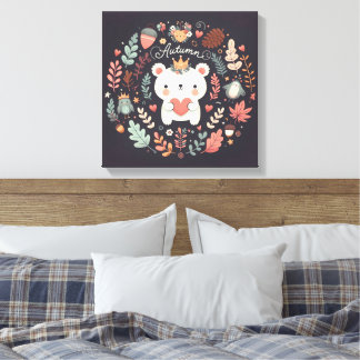 Lienzo Cute Boho Otoño Otoño Wreath Wall Decal
