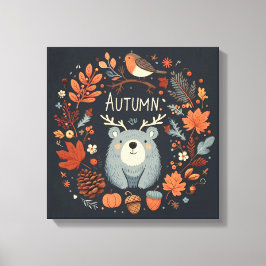 Lienzo Cute Boho Otoño Otoño Wreath Wall Decal