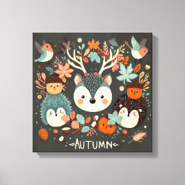 Lienzo Cute Boho Otumn Hedgehog wreath Wall Decal