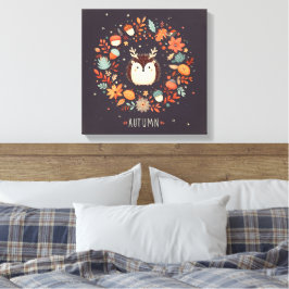 Lienzo Cute Boho Otumn Hedgehog wreath Wall Decal