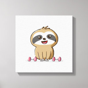 Lienzo Cute Chibi Perezoso Entrenamiento � Animal Diverti