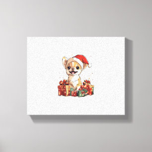 Lienzo Cute Chihuahua en Santa Hat graciosos Navidades