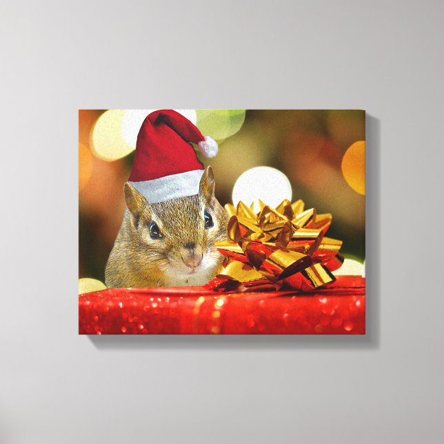 Lienzo Cute Chipmunk Merry Christmas (Anverso)