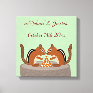 Lienzo Cute Chipmunks Personalizado de la boda de otoño