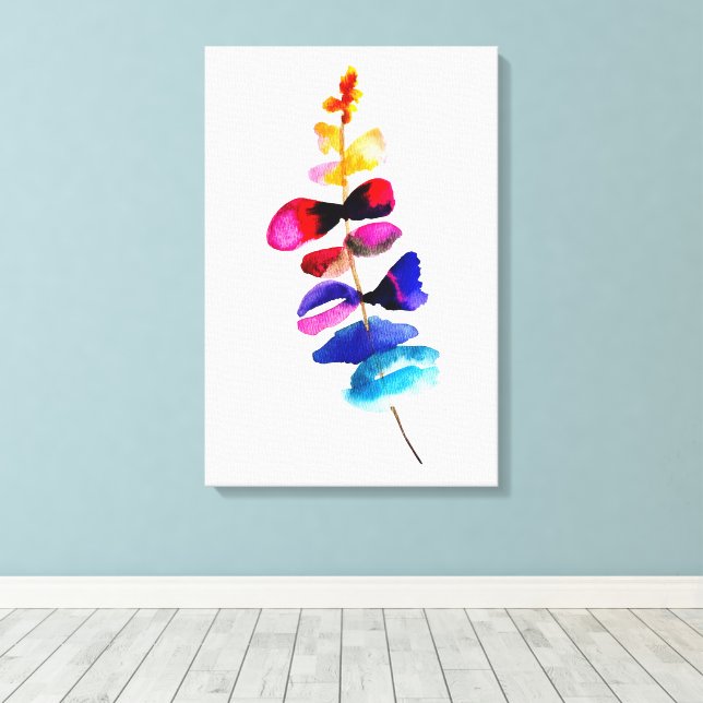 Lienzo Cute colorful leaves watercolor (Insitu (piso de madera))