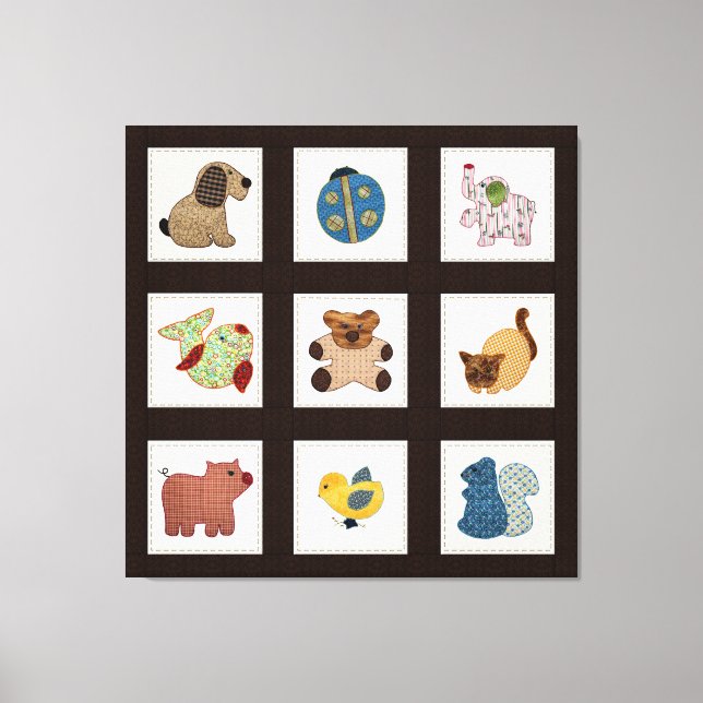 Lienzo Cute Country Style Baby Animals Quilt (Anverso)