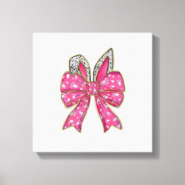 Lienzo Cute Día de Pascua Coquette Bow Bunny Conejo Mujer (Anverso)