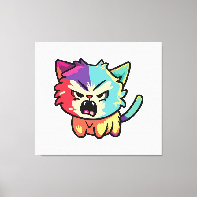 Lienzo Cute el silbido de un gato enojado. (Anverso)