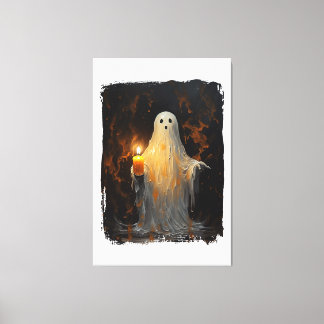 Lienzo Cute Fantasma Sostener Vela Divertido Halloween Gó