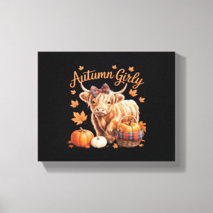 Lienzo Cute Highland Cow Otoño Girly Acción de Gracias C