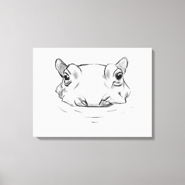 Lienzo Cute hippo drawing (Anverso)