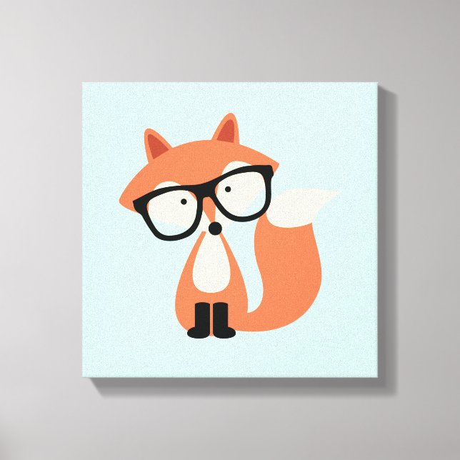 Lienzo Cute Hipster Red Fox (Anverso)