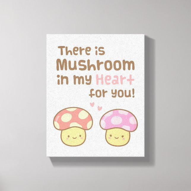 Lienzo Cute hongo en mi corazón por tu dulce amor (Anverso)