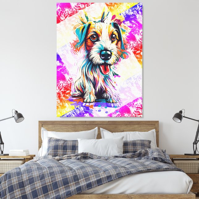 Lienzo Cute Jack Russell Terrier - Colorful Terrier (Insitu(Dormitorio))