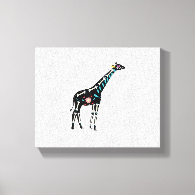 Lienzo Cute jirafa mexicana de cráneo de azúcar Halloween (Anverso)