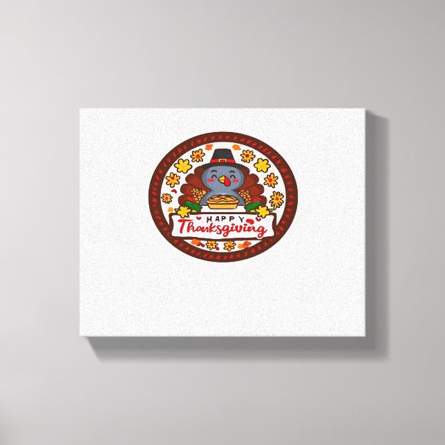 Lienzo Cute Kawaii Turquía - Feliz Día de Acción de Graci (Anverso)