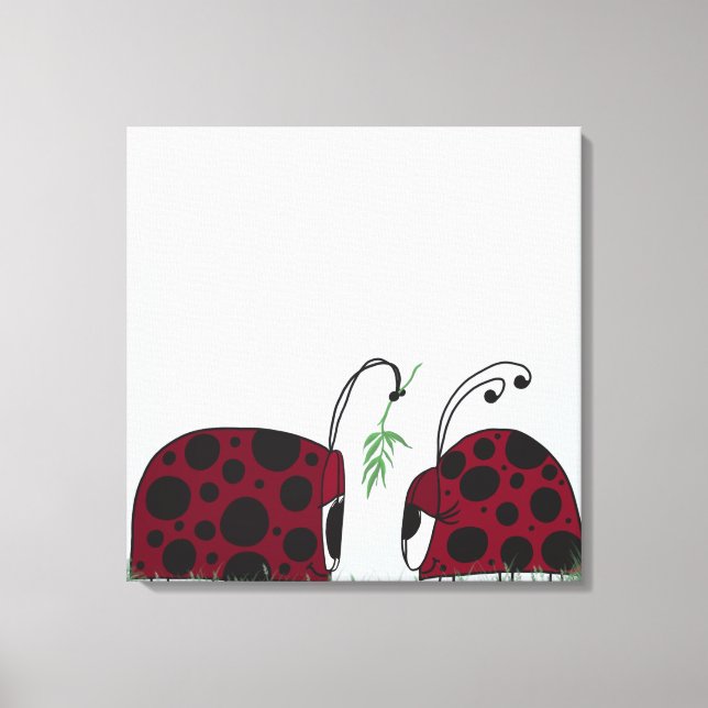 Lienzo Cute Ladybugs Y Mistletoe (Anverso)