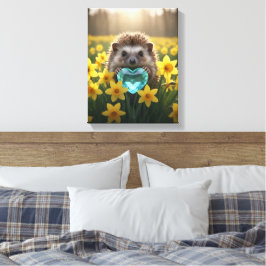 Lienzo Cute March Hedgehog with Aquamarine Heart