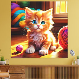 Lienzo Cute Naranja Kitten Art