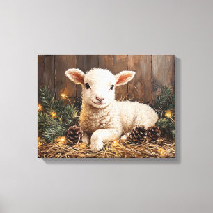 Lienzo Cute Navidades Lamb Rústica Pintura