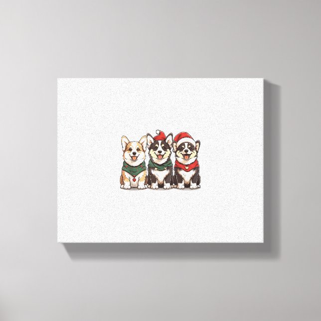 Lienzo Cute Navidades Welsh Corgi Perros Santa Puppy Holi (Anverso)