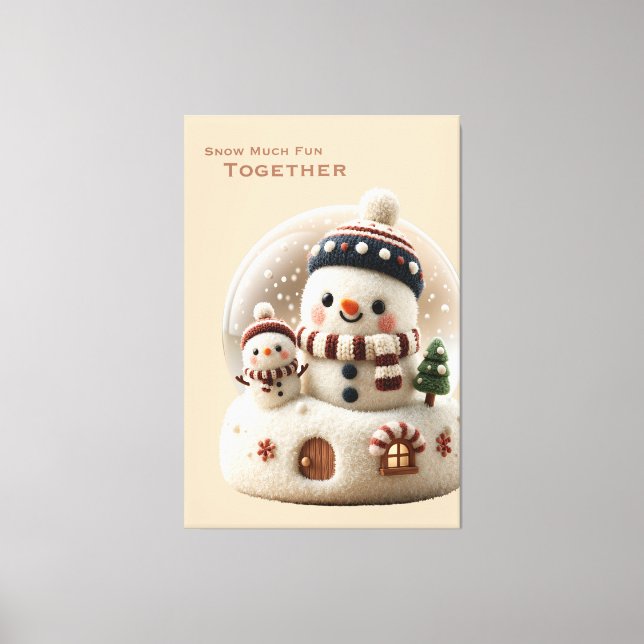 Lienzo Cute Needle Felted Snowman Snowglobe (Anverso)