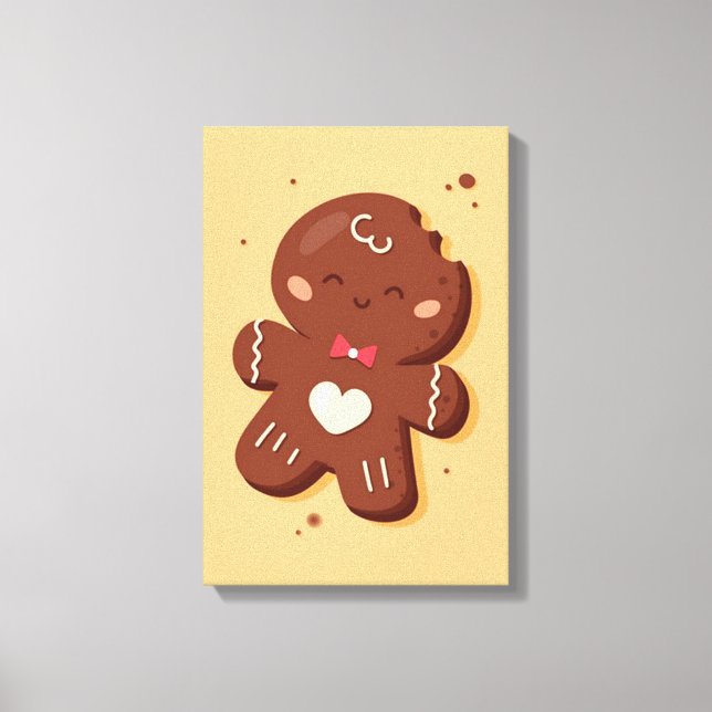 Lienzo Cute Pan de Jengibre Mordido  (Anverso)