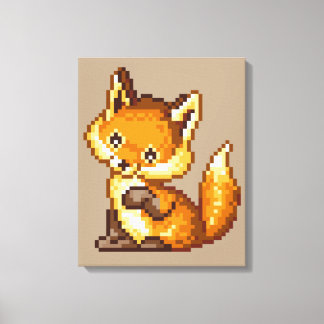 Lienzo Cute Pixel Art Fox