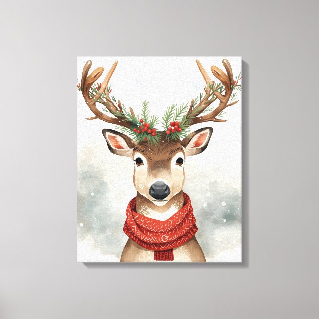 Lienzo Cute Reindeer Christmas Canvas Art For Holiday (Anverso)