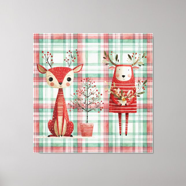 Lienzo Cute renos de invierno (Anverso)