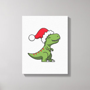 Lienzo Cute T-Rex con sombrero de Santa – Dino de Navidad