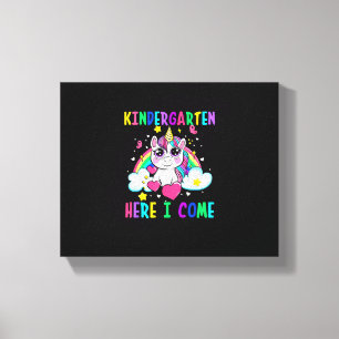 Lienzo Cute Unicorn Kindergarten Aquí Vengo Escuela Kinde