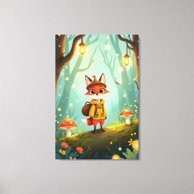 Lienzo Cute Whimsical Cartoon Fox (Anverso)