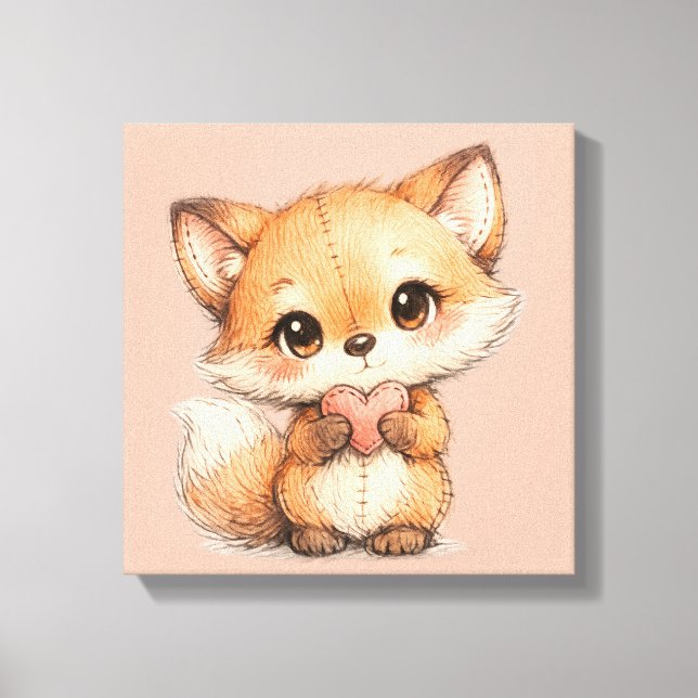 Lienzo Cute Whimsical Watercolor Animal  (Anverso)