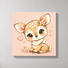 Lienzo Cute Whimsical Watercolor Animal 