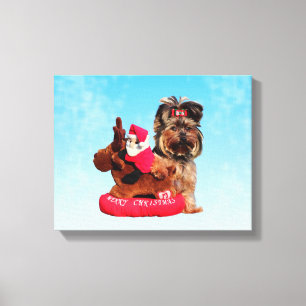 Lienzo Cute Yorkshire Terrier Merry Christmas