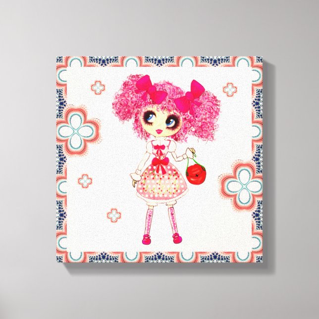 Lienzo CutePPretty Girly PinkyP Chica rosa de Kawaii por  (Anverso)