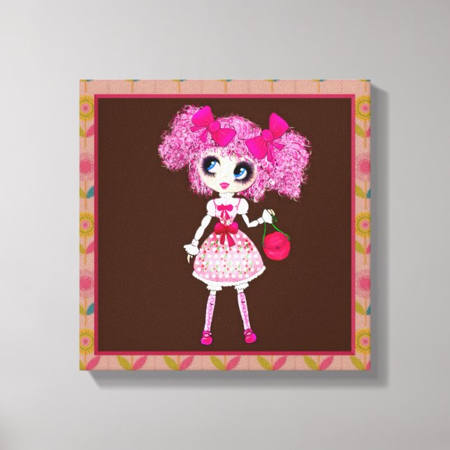 Lienzo CutePPretty Girly PinkyP Chica rosa de Kawaii por  (Anverso)