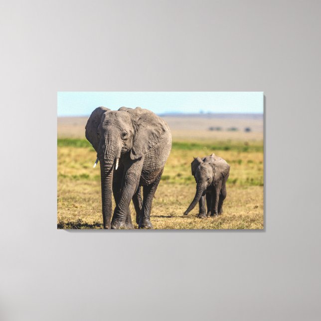 Lienzo Cutest Baby Animals | Elephant Mother & Baby (Anverso)