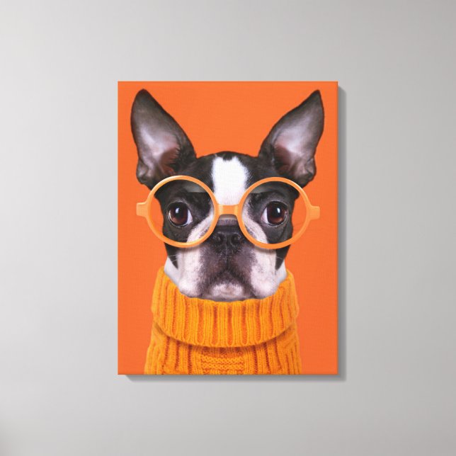 Lienzo Cutest Baby Animals | Orange Boston Terrier (Anverso)