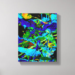 Lienzo Cuttle Verde Azul Abstracto Salpicadura
