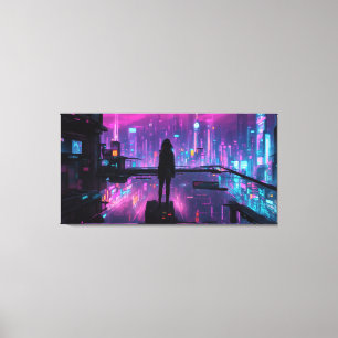 Lienzo Cyber Noir (Ciudad Nocturna Cyberpunk)
