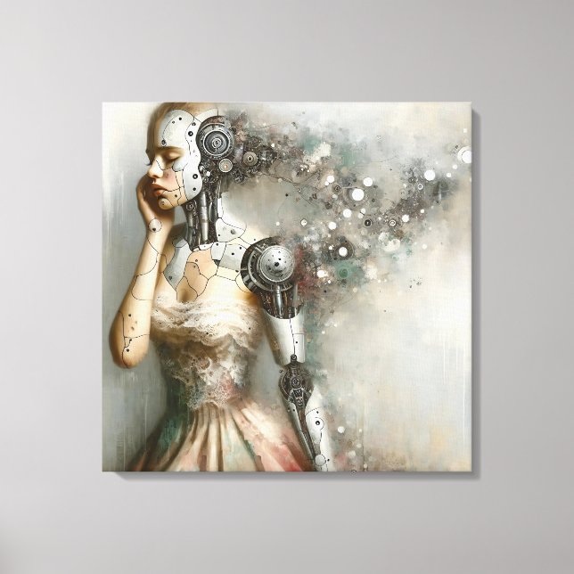 Lienzo Cyborg Woman Ai Art (Anverso)