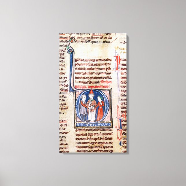 Lienzo 'D' inicial historiada que representa un matrimoni (Anverso)